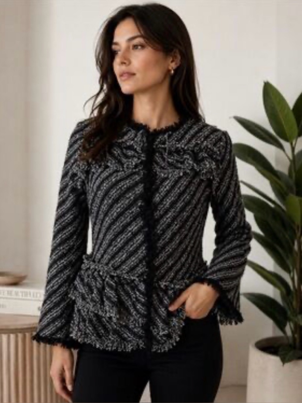 Ann Taylor Ruffle Blazer // Black // 10